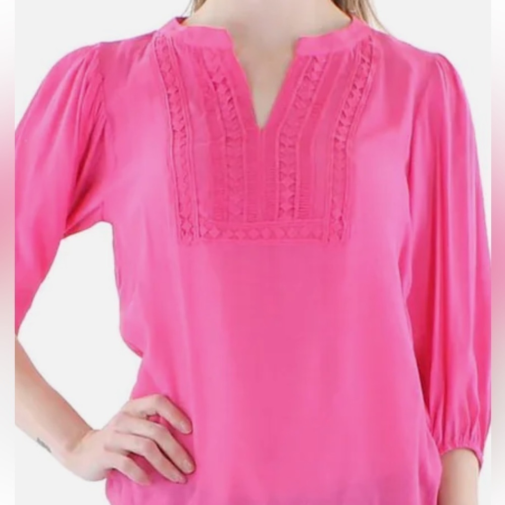 Womens Nanette Lepore Rayon Eyelet Pullover Tunic Top L